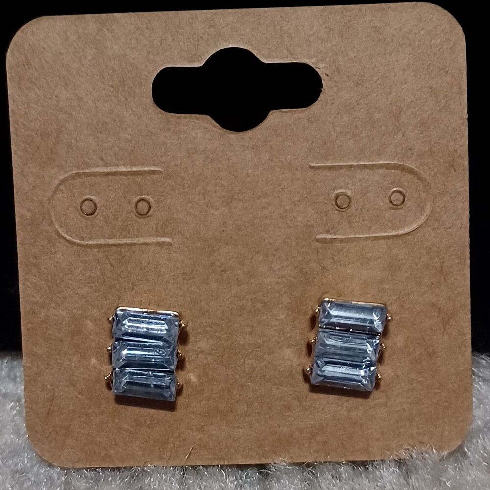 Rectangular Clear Rhinestones Stud Fashion Earrings